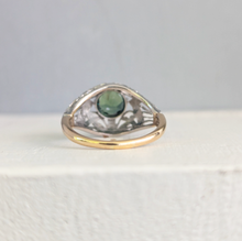 Load image into Gallery viewer, c1925 Art deco Green sapphire bombe ring in platinum and 18ct yellow gold
