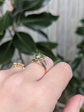 Load image into Gallery viewer, Luminous natural green tourmaline in 18ct yellow and white gold
