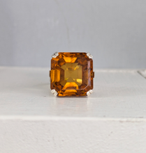 Load image into Gallery viewer, Huge 23ct vintage cognac citrine cocktail ring sterling silver
