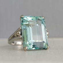 Load image into Gallery viewer, Majestic natural aquamarine ring c1950s
