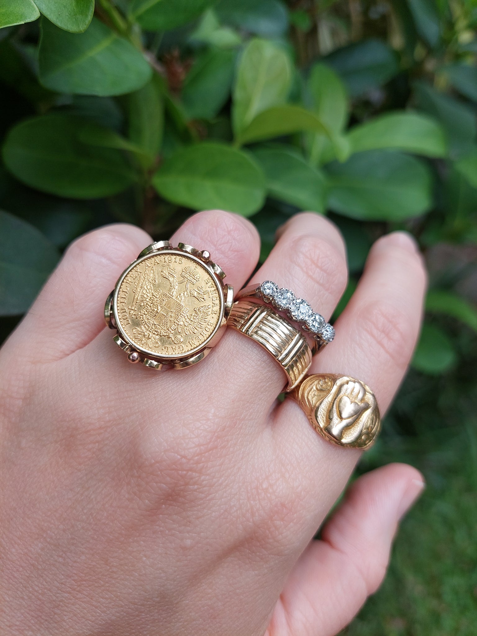 Vintage gold shop coin ring