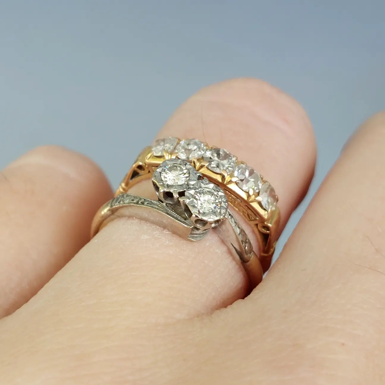 Vintage diamond wedding ring sets deals