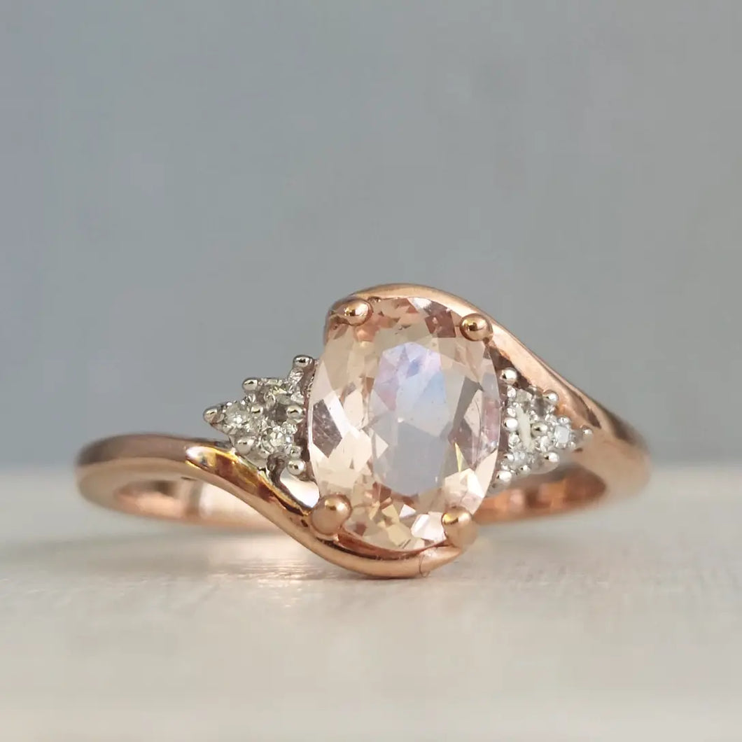 Marvellous Morganite diamonds in 9ct rose gold