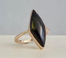 Load image into Gallery viewer, Antique Black Onyx Navette ring 9ct gold
