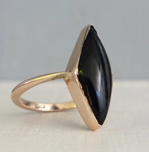 Load image into Gallery viewer, Antique Black Onyx Navette ring 9ct gold
