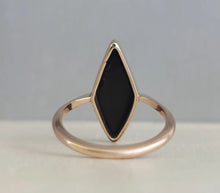 Load image into Gallery viewer, Antique Black Onyx Navette ring 9ct gold
