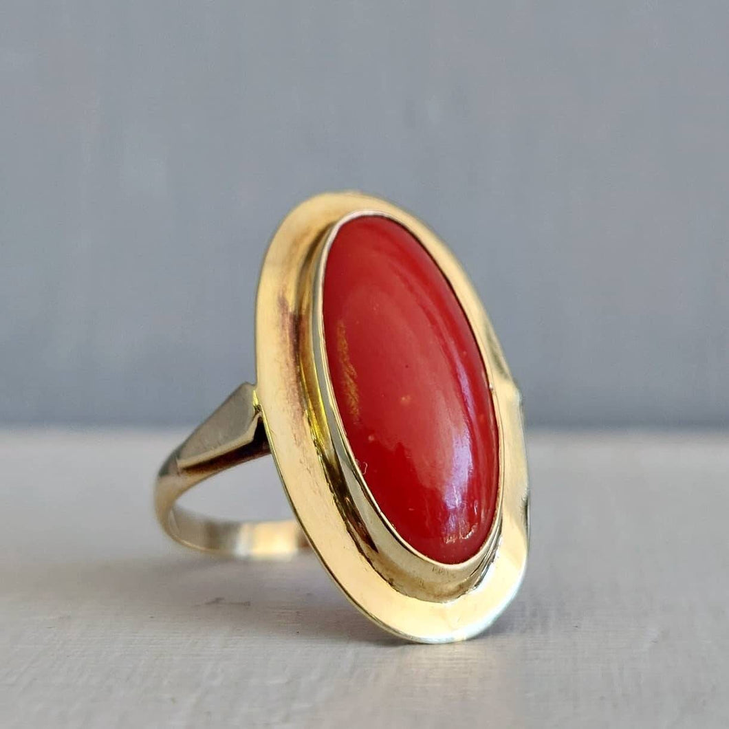 Red coral store ring gold